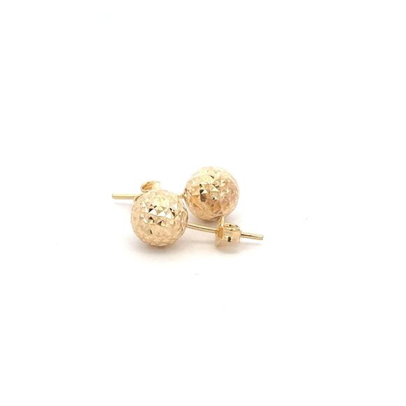 18K Gold Earrings Stud Balls Textured - Picture 8 of 9